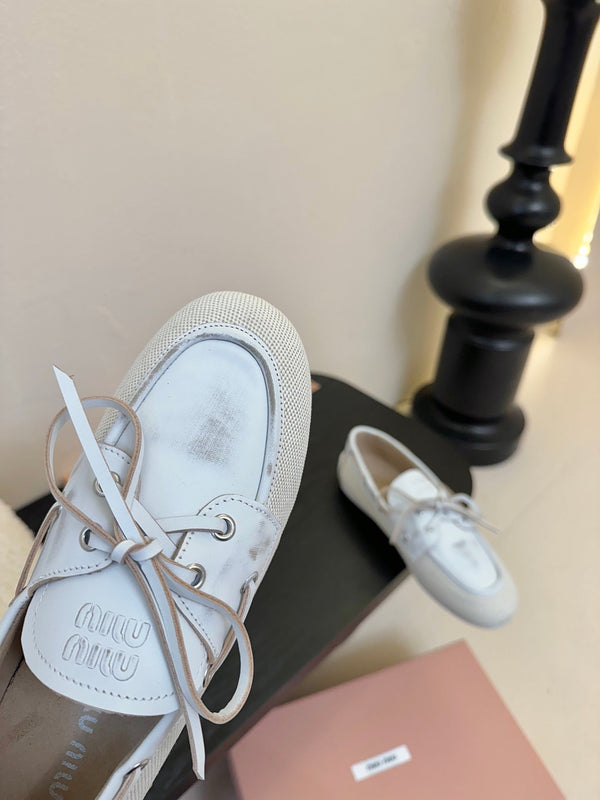 Miu 25C Loafers White Leather 235816
