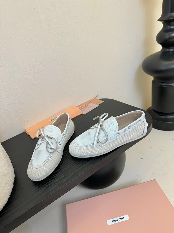 Miu 25C Loafers White Leather 235816
