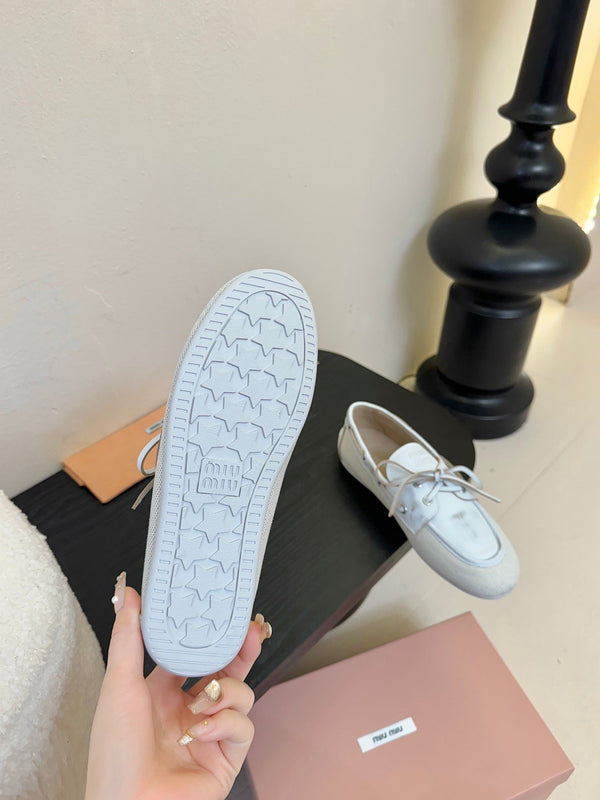 Miu 25C Loafers White Leather 235816