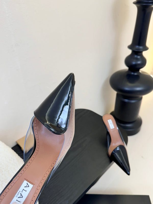 Alaia 25 Coeur Abstrait Mules Black Lambskin 297035