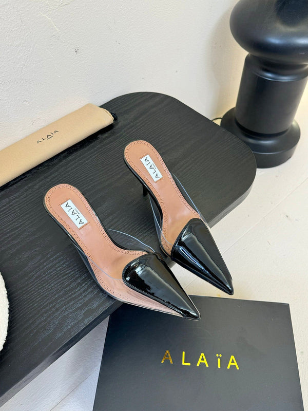 Alaia 25 Coeur Abstrait Mules Black Lambskin 297035