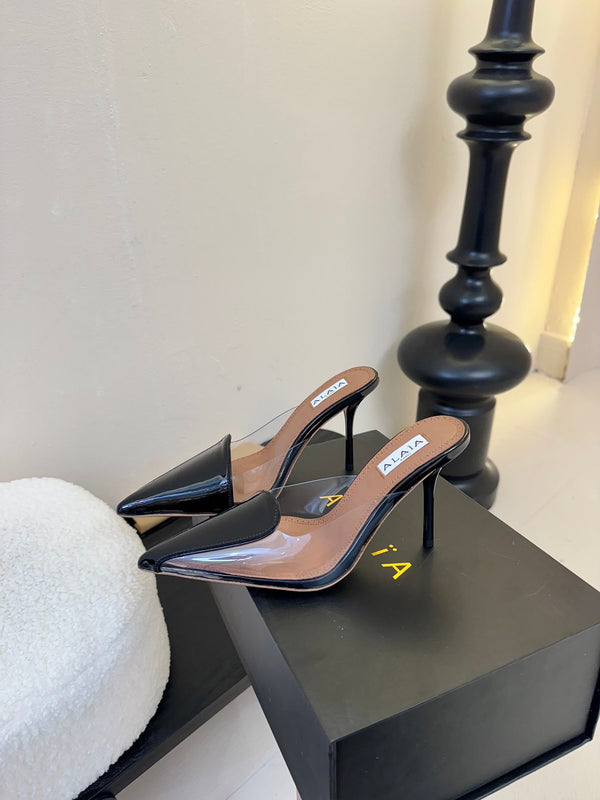 Alaia 25 Coeur Abstrait Mules Black Lambskin 297035