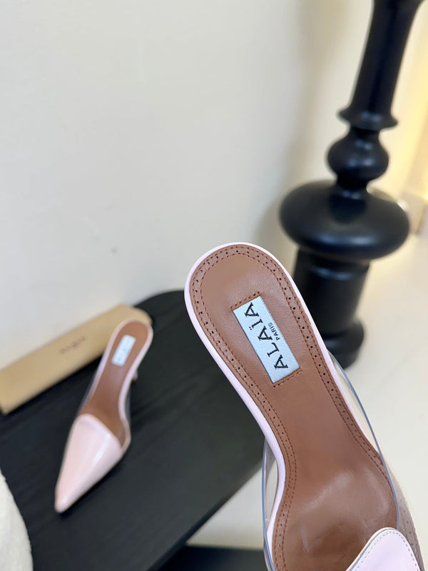 Alaia 25 Coeur Abstrait Mules Pink Lambskin 297036
