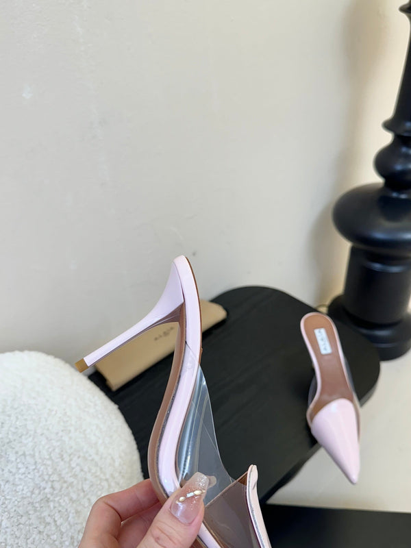 Alaia 25 Coeur Abstrait Mules Pink Lambskin 297036