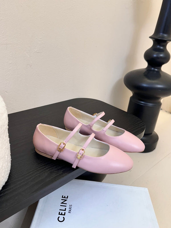 CL Les Ballerines Double Strap Ballerina In Light Pink Lambskin 325024