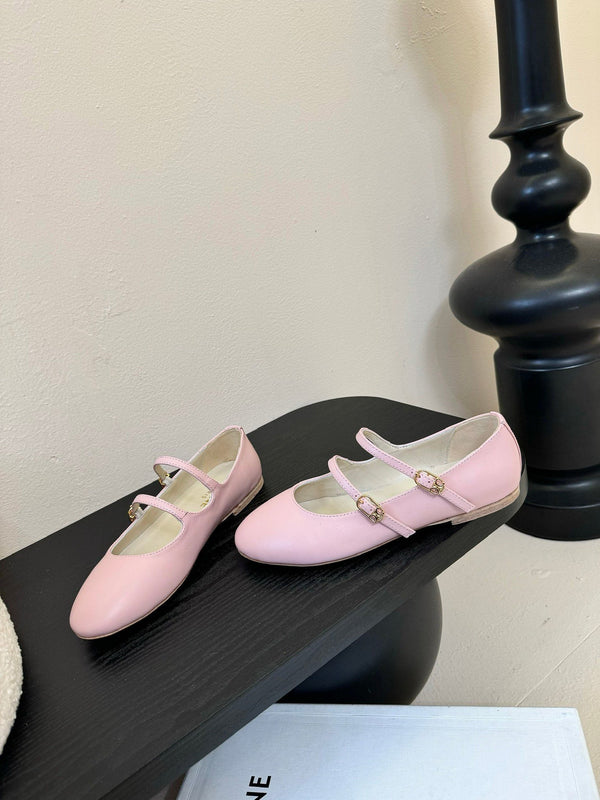 CL Les Ballerines Double Strap Ballerina In Light Pink Lambskin 325024