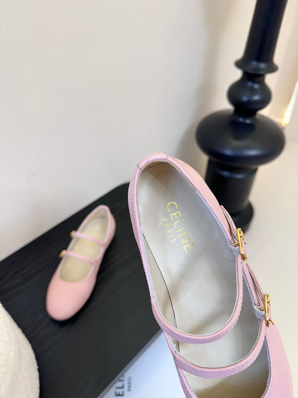 CL Les Ballerines Double Strap Ballerina In Light Pink Lambskin 325024