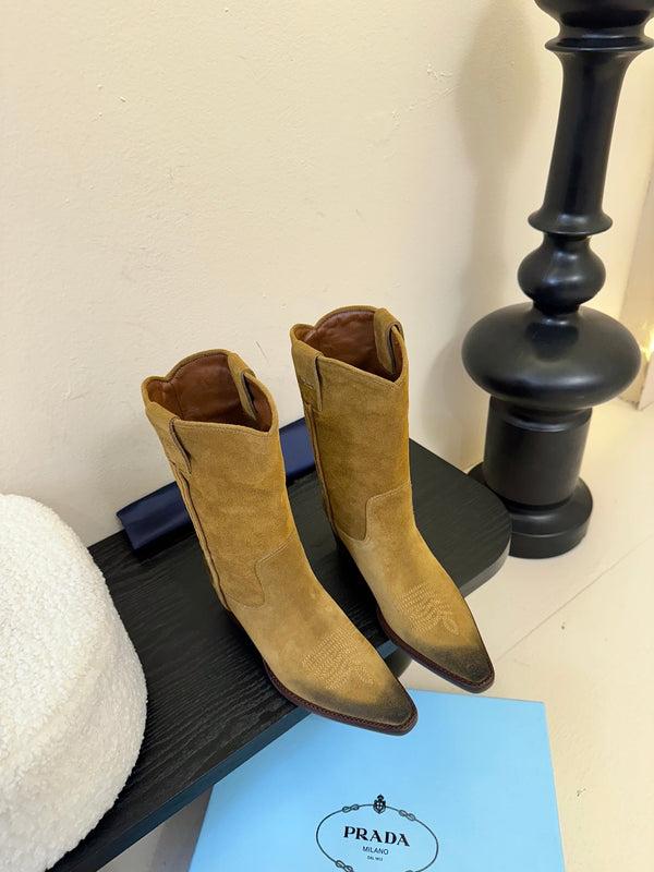 Stivaletti bassi PRA in camoscio marrone nero 478572