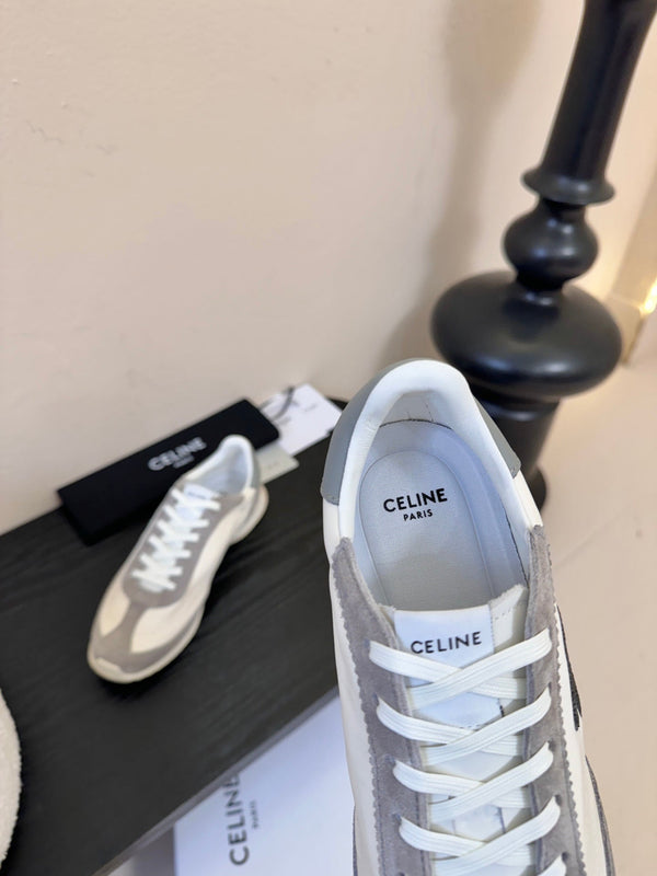 Celine Baskets basses Racer en veau velours gris 606410