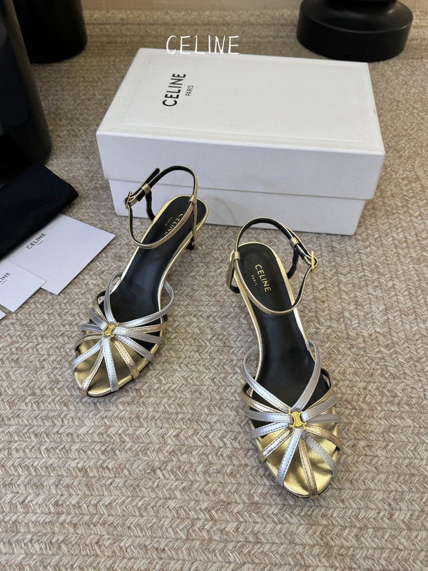 CL Triomphe Sandal 6.5cm Sliver Laminated Lambskin 835895