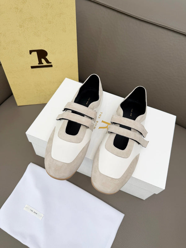 The Row Adjustable Strap Sneakers Light Grey Suede 832657