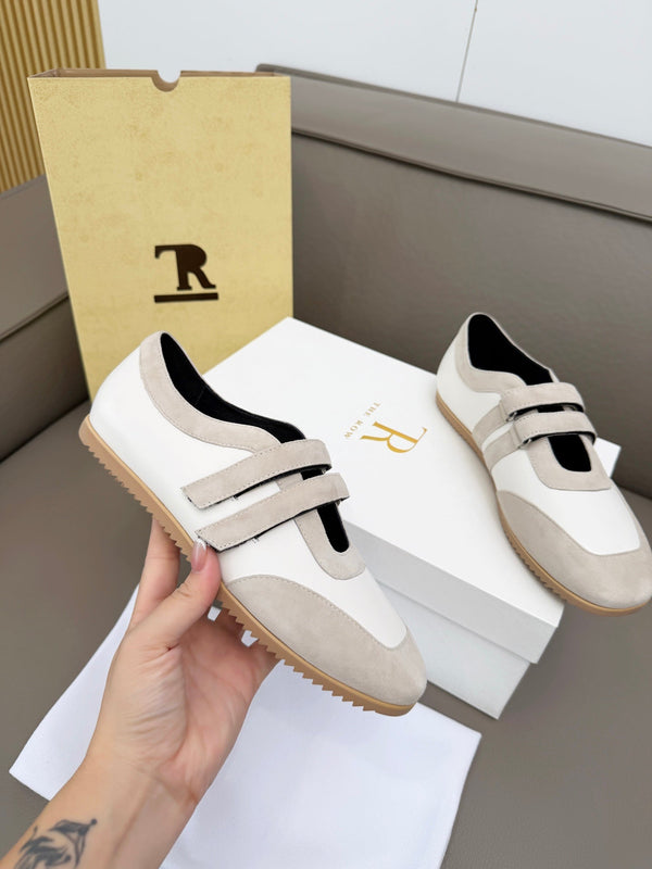 The Row Adjustable Strap Sneakers Light Grey Suede 832657