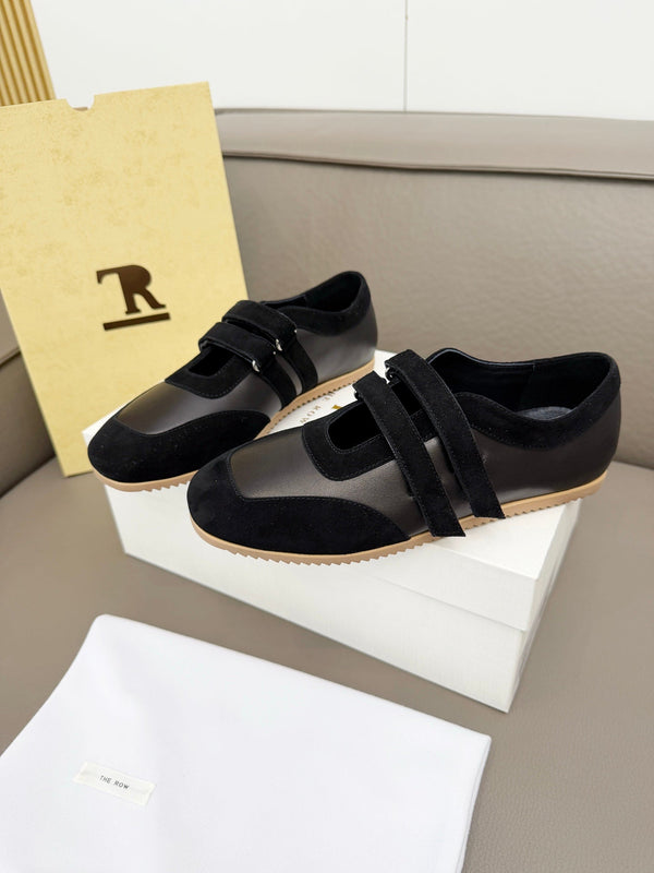 The Row Adjustable Strap Sneakers Black Suede 832655