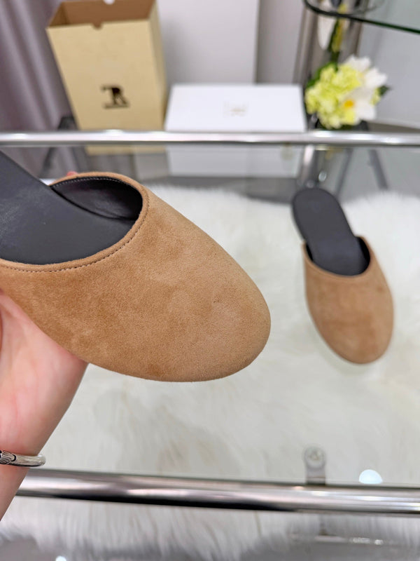 The Row Sleeper Two Slippers Beige Suede 707571