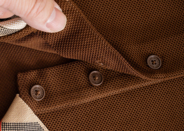 Burberry Men Check Colla Polo Shirt Brown Cotton