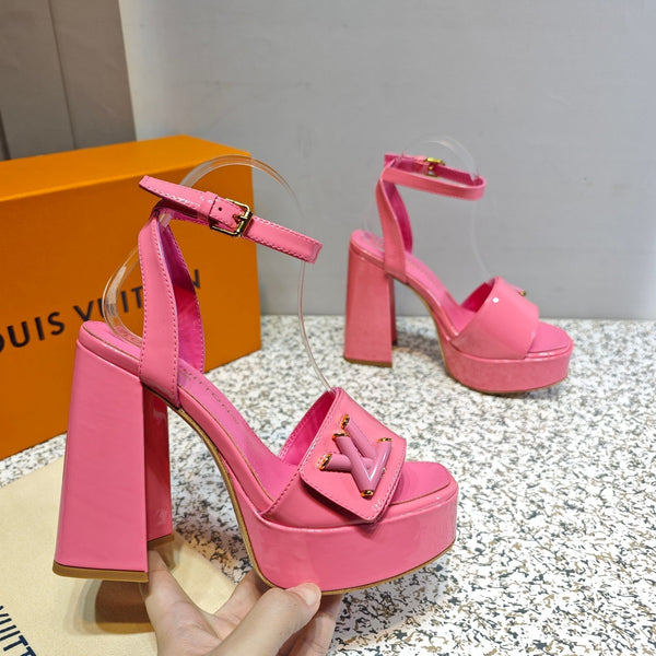LV Shake Platform Sandal 110mm Pink Patent Leather 456136