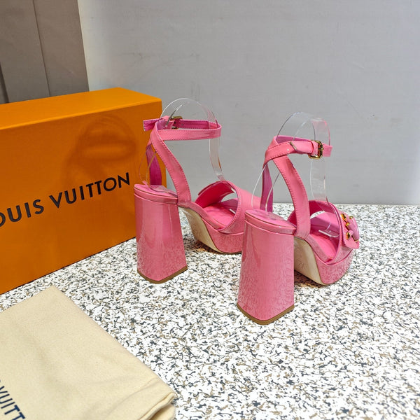 LV Shake Platform Sandal 110mm Pink Patent Leather 456136