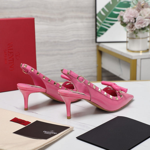 DÉCOLLETÉ ROCKSTUD BOW SLINGBACK IN VERNICE ROSA FUSCA 60MM