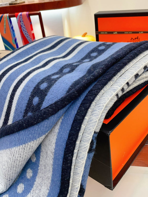 Grand Tralala Blanket Blue Wool Cashmere