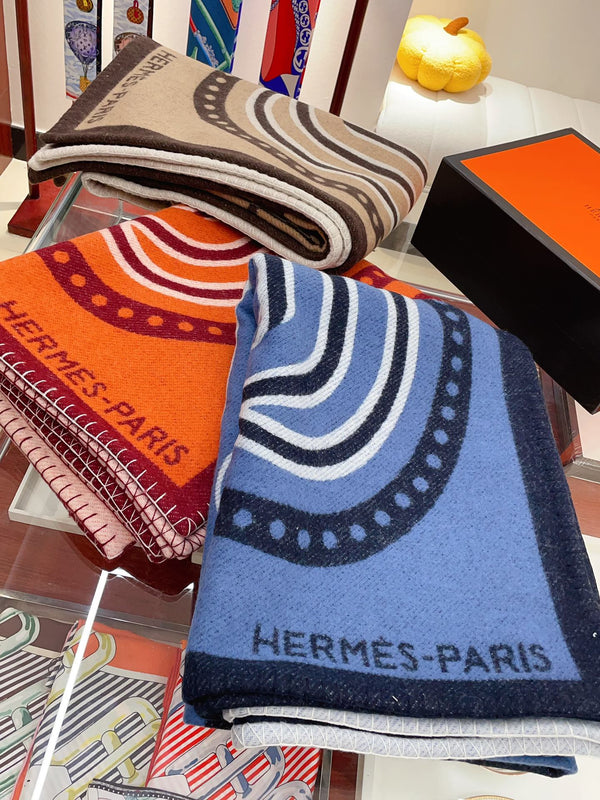 Grand Tralala Blanket Blue Wool Cashmere