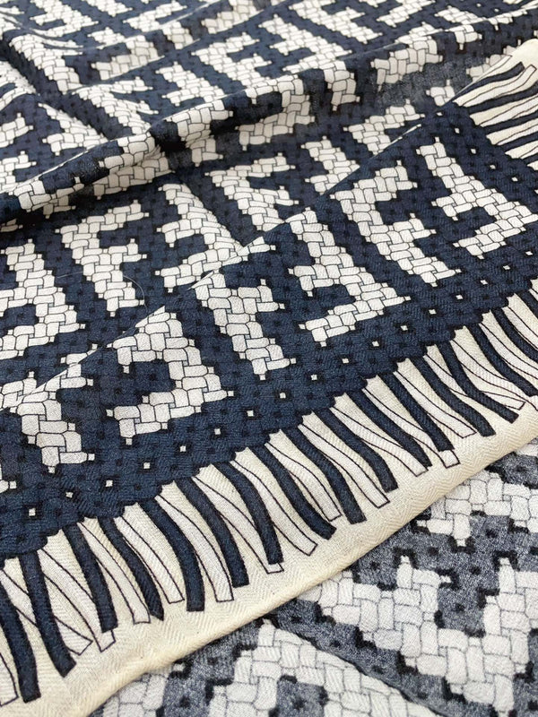 PONCHO FF 140 CM SCRAF IN CASHMERE SETA MONOGRAMMA NERO