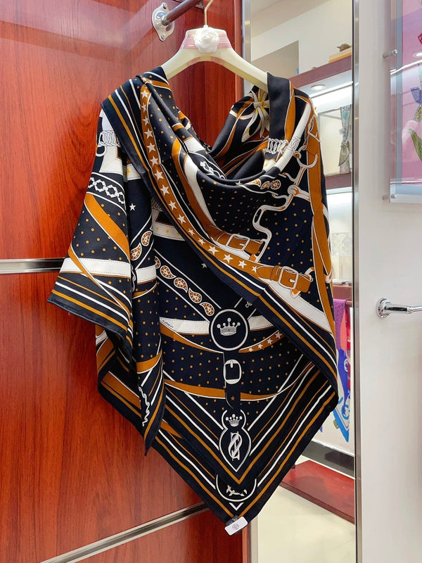 La Promenade Du Matin Scialle Bandana 140 CM In Cashmere Colorato E Seta 303144