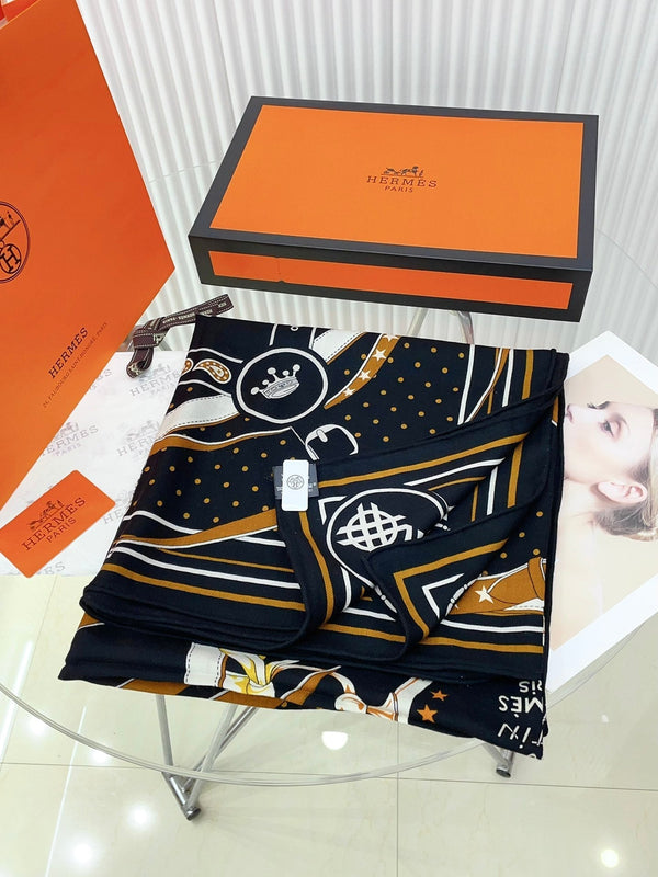 La Promenade Du Matin Scialle Bandana 140 CM In Cashmere Colorato E Seta 303144