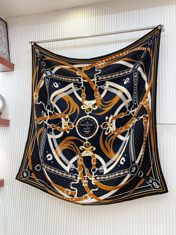 La Promenade Du Matin Scialle Bandana 140 CM In Cashmere Colorato E Seta 303144