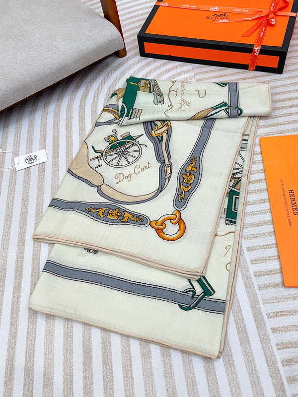 Palonniers Scarf 140 CM White Colorful Cashmere And Silk 401162