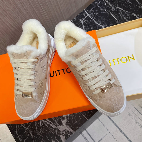 LV Time Out Sneaker 40mm Beige Monogram Suede