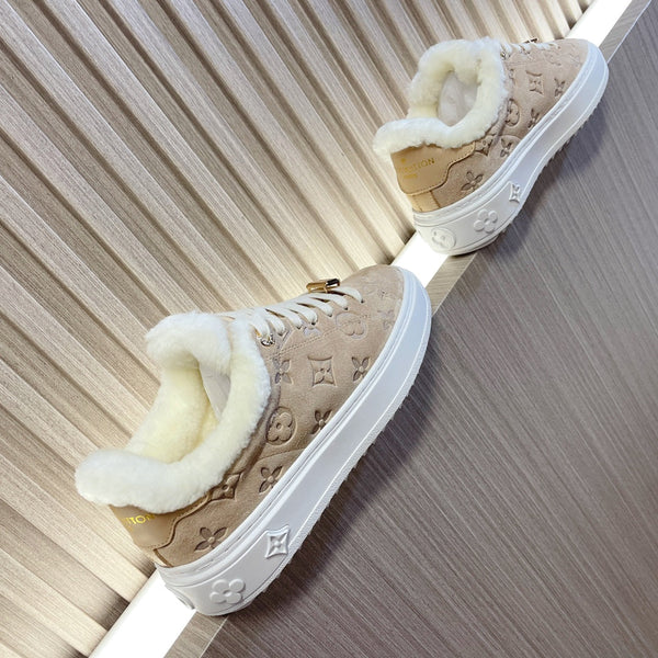 LV Time Out Sneaker 40mm Beige Monogram Suede