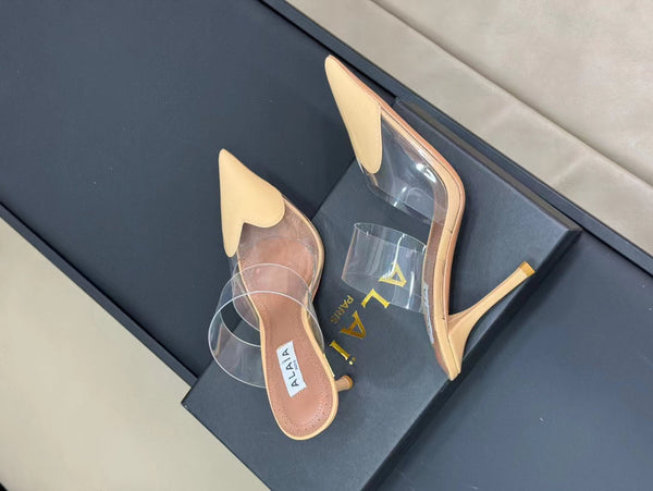 alaia mule 90 optic beige heart lambskin