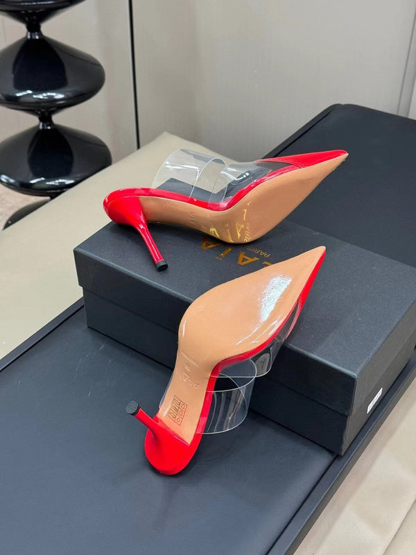 alaia mule 90 optic red heart lambskin