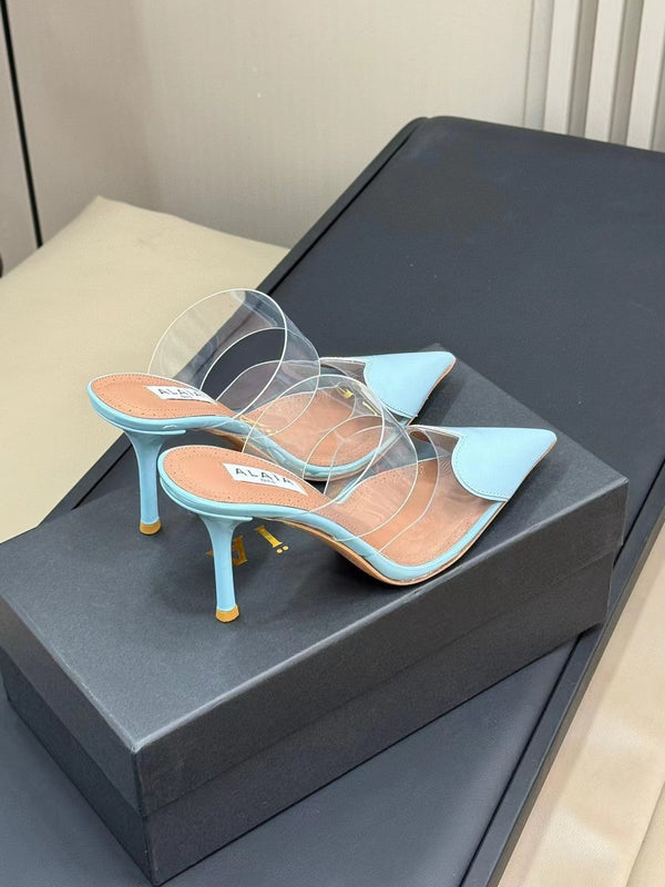 alaia mule 90 optic cloud blue heart lambskin