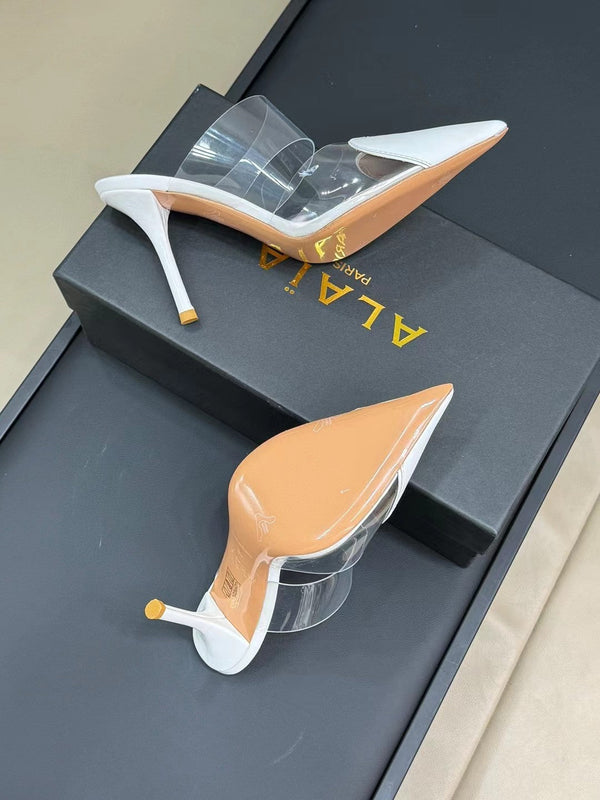 alaia mule 90 optic white heart lambskin