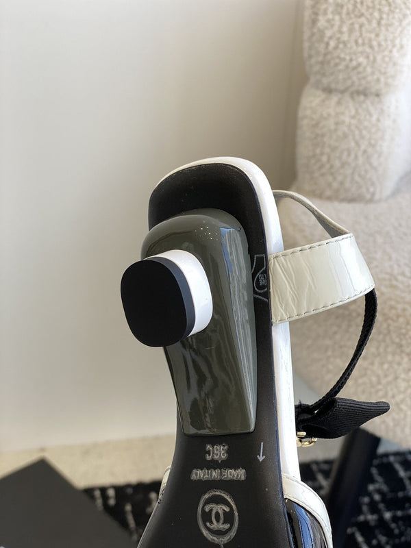 slingbacks 45 black white patent calfskin