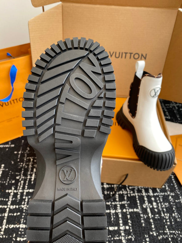 LV Ruby Flat Ankle Boot White Calfskin