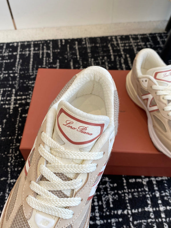 LP x NB 990v6 Sneaker 45mm dark grey dark pink calfskin and mesh fabric