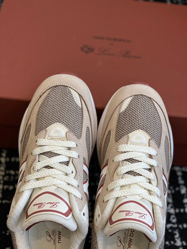 LP x NB 990v6 Sneaker 45mm dark grey dark pink calfskin and mesh fabric