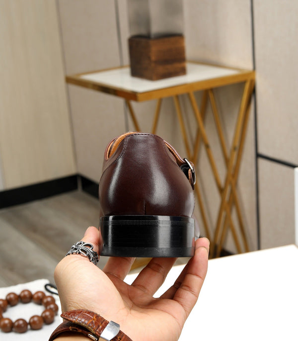 HM DOPPIA CINTURINO MONK IN PELLE DI VITELLO RUSSET