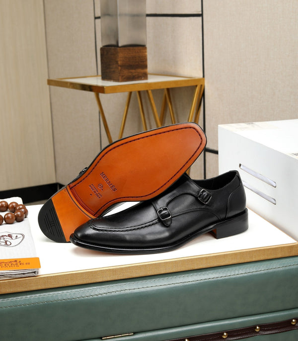 HM DOUBLE MONK STRAP BLACK CALFSKIN