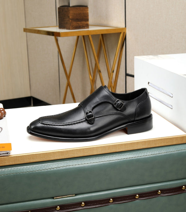 HM DOUBLE MONK STRAP BLACK CALFSKIN