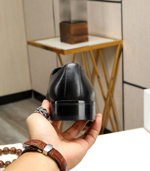 HM OXFORD LACE-UP BLACK WITH PATTERN CALFSKIN