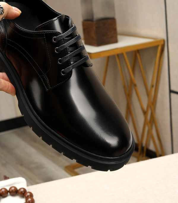 Scarpe Derby da uomo HM in pelle di vitello nera 731289