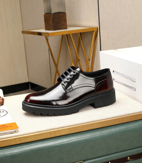 HM Men's Derby Shoes Black Mix Red Calfskin 731290