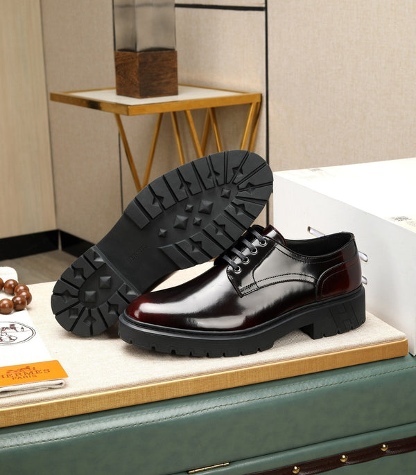 HM Men's Derby Shoes Black Mix Red Calfskin 731290