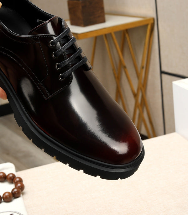 HM Men's Derby Shoes Black Mix Red Calfskin 731290