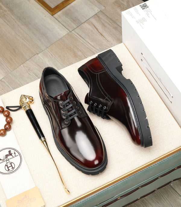 HM Men's Derby Shoes Black Mix Red Calfskin 731290