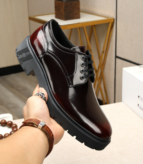 HM Men's Derby Shoes Black Mix Red Calfskin 731290