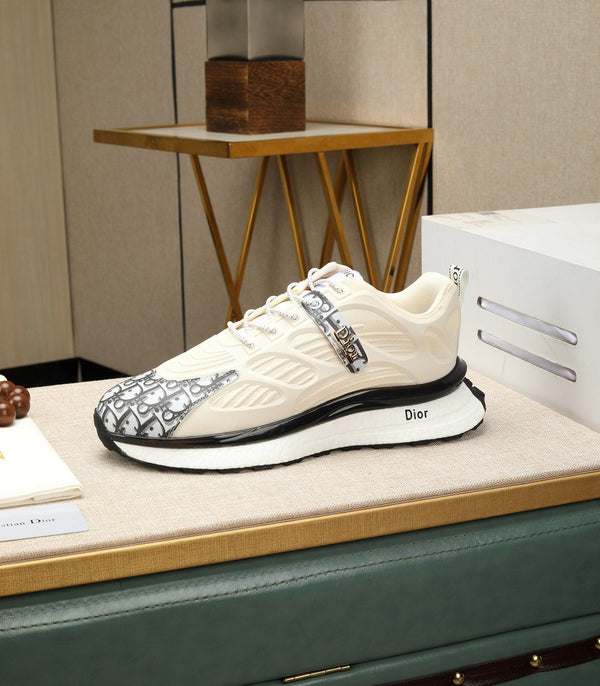 CD RUNNER SNEAKER CREAM AND BLACK CALFSKIN